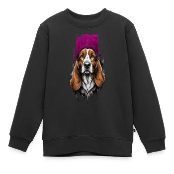 Fidèle compagnon : basset hound - Sweat Premium enfant bio - noir - Devant - AI Model Kid Female (0cm)