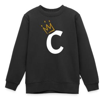 Lettre C - initiale lettre C - Sweat Premium enfant bio - noir - Devant - AI Model Kid Female (0cm)