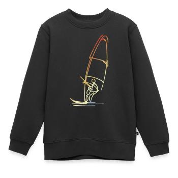 Windsurfer Skizze Vintage - Kinder Premium Organic Sweatshirt - Schwarz - Vorne - AI Model Kid Female (0cm)