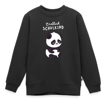 Endlich Schulkind Panda Einschulung - Kinder Premium Organic Sweatshirt - Schwarz - Vorne - AI Model Kid Female (0cm)