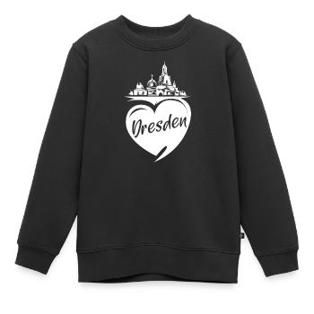 Dresden Liebe Frauenkirche Herz Stadt Symbol Logo - Kinder Premium Organic Sweatshirt - Schwarz - Vorne - AI Model Kid Female (0cm)