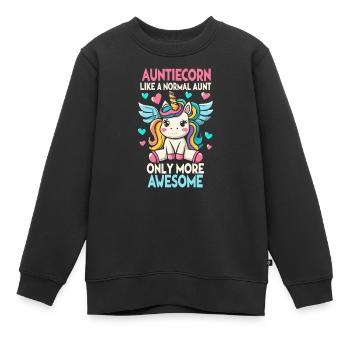 Tante, Tante, Licorne - Sweat Premium enfant bio - noir - Devant - AI Model Kid Female (0cm)