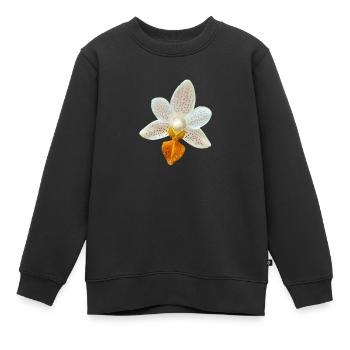 Fleur d’orchidée Phalaenopsis MiniMark Orchidée - Sweat Premium enfant bio - noir - Devant - AI Model Kid Female (0cm)