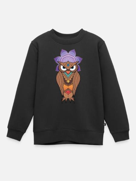 Eule - Kinder Premium Organic Sweatshirt - Schwarz