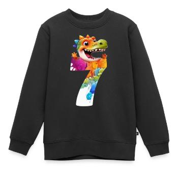 NUMÉRO 7 ANNÉES DINOSAURE 7ÈME ANNIVERSAIRE DINO - Sweat Premium enfant bio - noir - Devant - AI Model Kid Female (0cm)