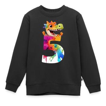 NUMMER 5 JAHRE DINOSAURIER 5. GEBURTSTAG DINO - Kinder Premium Organic Sweatshirt - Schwarz - Vorne - AI Model Kid Female (0cm)