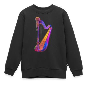 Harfe - Kinder Premium Organic Sweatshirt - Schwarz - Vorne - AI Model Kid Female (0cm)
