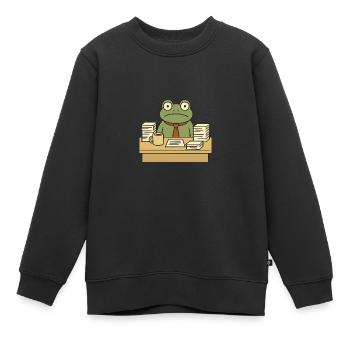 Business-Frosch - Kinder Premium Organic Sweatshirt - Schwarz - Vorne - AI Model Kid Female (0cm)