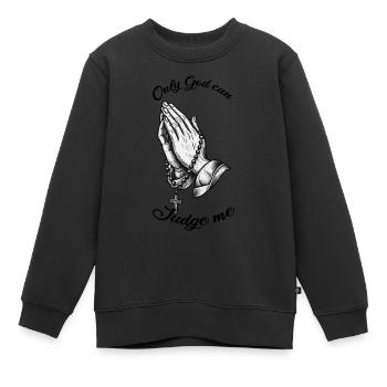 Mains en prière - Sweat Premium enfant bio - noir - Devant - AI Model Kid Female (0cm)