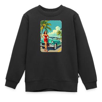 Retro Glamour & Muscle Car R01 - Kinder Premium Organic Sweatshirt - Schwarz - Vorne - AI Model Kid Female (0cm)