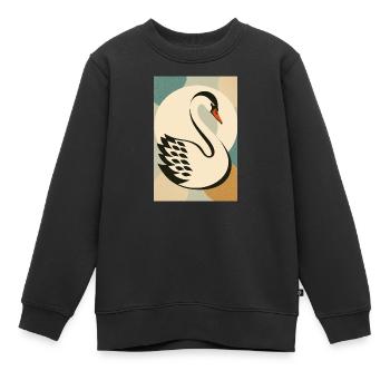 Schwan - Kinder Premium Organic Sweatshirt - Schwarz - Vorne - AI Model Kid Female (0cm)