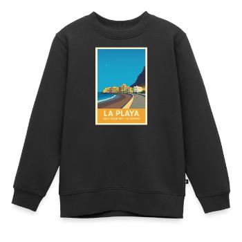 La Playa Poster Valle Gran Rey - Kinder Premium Organic Sweatshirt - Schwarz - Vorne - AI Model Kid Female (0cm)