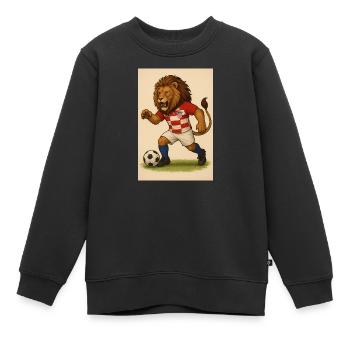 Löwe im Kroatien Fußballjersey - Kinder Premium Organic Sweatshirt - Schwarz - Vorne - AI Model Kid Female (0cm)