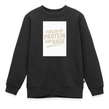 Fueled by Protein and Rage  - Kinder Premium Organic Sweatshirt - Schwarz - Vorne - AI Model Kid Female (0cm)