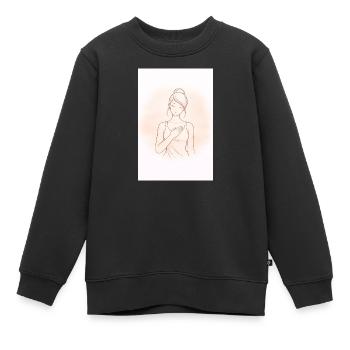 Toucher de cœur dans un croquis délicat - Sweat Premium enfant bio - noir - Devant - AI Model Kid Female (0cm)
