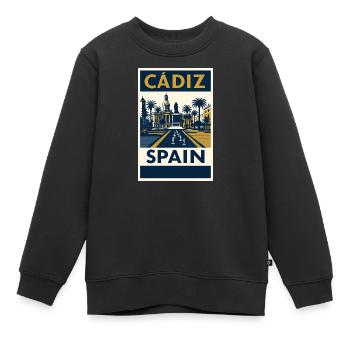 Cádiz Spanien – Retro Reiseposter Navy/Gold - Kinder Premium Organic Sweatshirt - Schwarz - Vorne - AI Model Kid Female (0cm)