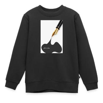 Let it flow Poster Fountain Pen Ink Minimal Art - Kids Premium Organic Sweatshirt - black - Front - AI Model Kid Female (0cm)