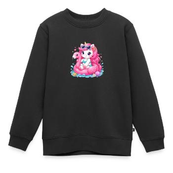 Einhorn-Flamingo-Schwimmer - Kinder Premium Organic Sweatshirt - Schwarz - Vorne - AI Model Kid Female (0cm)
