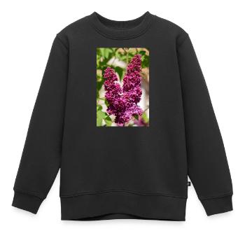 Blühender Flieder im Frühlingsgarten - Kinder Premium Organic Sweatshirt - Schwarz - Vorne - AI Model Kid Female (0cm)