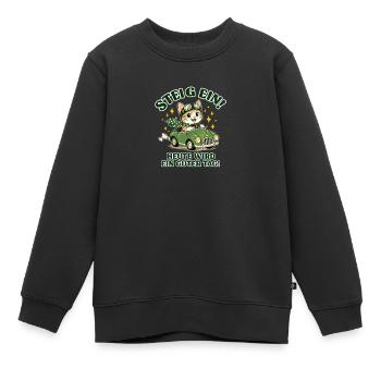 Katzenabenteuer im grünen Cabrio - Kinder Premium Organic Sweatshirt - Schwarz - Vorne - AI Model Kid Female (0cm)