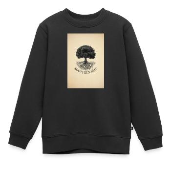 Roots Run Deep – Baum Poster Vintage - Kinder Premium Organic Sweatshirt - Schwarz - Vorne - AI Model Kid Female (0cm)