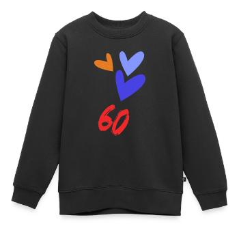 60. 60 JAHRE. 60-JÄHRIGES JUBILÄUM. GEBURTSTAG 60 JAHRE. - Kinder Premium Organic Sweatshirt - Schwarz - Vorne - AI Model Kid Female (0cm)