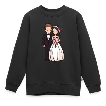 Mariée marié jeunes mariés mariage - Sweat Premium enfant bio - noir - Devant - AI Model Kid Female (0cm)