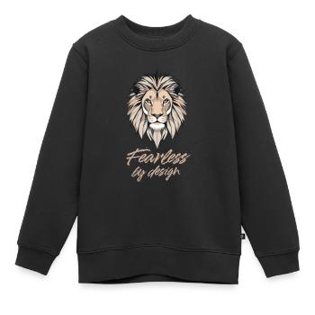 Löwe minimalistisch geometrisch furchtlos Spruch - Kinder Premium Organic Sweatshirt - Schwarz - Vorne - AI Model Kid Female (0cm)