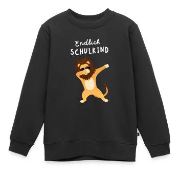 Endlich Schulkind Löwe Einschulung - Kinder Premium Organic Sweatshirt - Schwarz - Vorne - AI Model Kid Female (0cm)