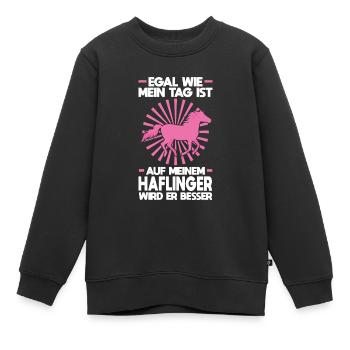 Haflinger Pferd Reiter Geschenk - Kinder Premium Organic Sweatshirt - Schwarz - Vorne - AI Model Kid Female (0cm)