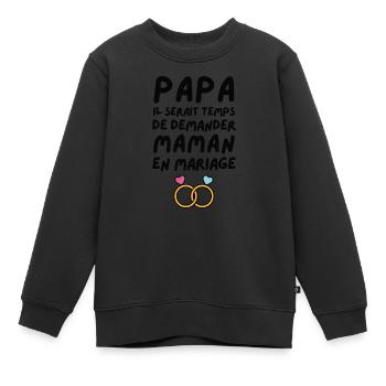 Papa demande en mariage maman - Sweat Premium enfant bio - noir - Devant - AI Model Kid Female (0cm)