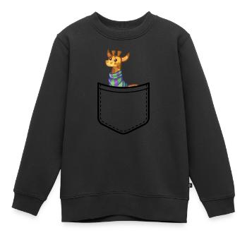 Animal de poche - Girafe joyeuse avec écharpe colorée - Sweat Premium enfant bio - noir - Devant - AI Model Kid Female (0cm)