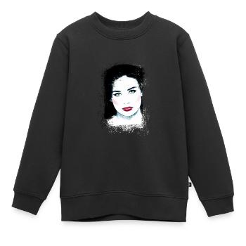 Femme, Yeux verts,Demi Moore,Coeur, Visage,Peinture - Sweat Premium enfant bio - noir - Devant - AI Model Kid Female (0cm)