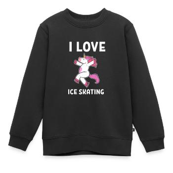 Schlittschuh Schlittschuhlaufen Eislauf - Kinder Premium Organic Sweatshirt - Schwarz - Vorne - AI Model Kid Female (0cm)