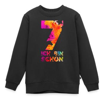 ICH BIN SCHON 7 EINHORN 7. GEBURTSTAG - Kinder Premium Organic Sweatshirt - Schwarz - Vorne - AI Model Kid Female (0cm)