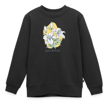 Dessin botanique de lys oriental - Sweat Premium enfant bio - noir - Devant - AI Model Kid Female (0cm)