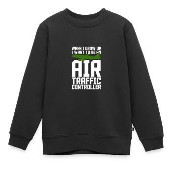 Fluglotse Flughafen Tower - Kinder Premium Organic Sweatshirt - Schwarz - Vorne - AI Model Kid Female (0cm)