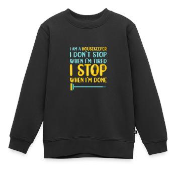 Femme de ménage Ménage - Sweat Premium enfant bio - noir - Devant - AI Model Kid Female (0cm)