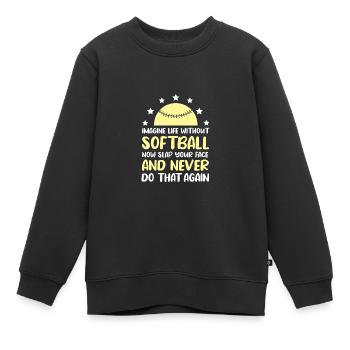 Softball - Sweat Premium enfant bio - noir - Devant - AI Model Kid Female (0cm)