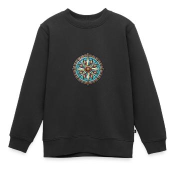 Voyage de la boussole - Sweat Premium enfant bio - noir - Devant - AI Model Kid Female (0cm)