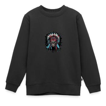 Portrait de chef indien Apache mort - Sweat Premium enfant bio - noir - Devant - AI Model Kid Female (0cm)