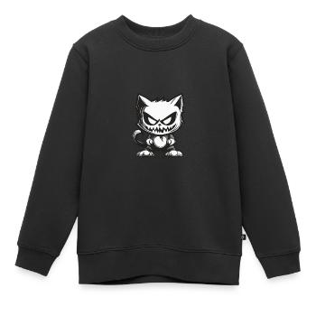 Halloween Kater Katze - Kinder Premium Organic Sweatshirt - Schwarz - Vorne - AI Model Kid Female (0cm)