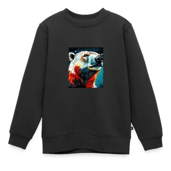 Portrait d’ours polaire Ours polaire - Sweat Premium enfant bio - noir - Devant - AI Model Kid Female (0cm)