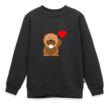 Biber Herz Nagetier - Kinder Premium Organic Sweatshirt - Schwarz - Vorne - AI Model Kid Female (0cm)