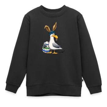 Norddeutscher Osterhase Nordsee Ostsee Möwe mit Ei - Kinder Premium Organic Sweatshirt - Schwarz - Vorne - AI Model Kid Female (0cm)
