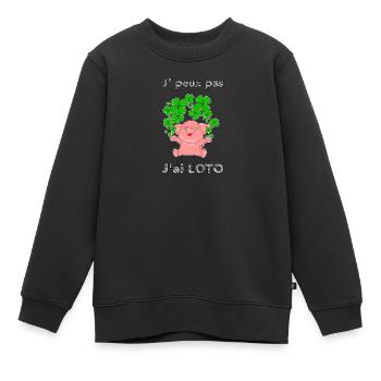 j'peux pas j'ai loto cochon pig - Sweat Premium enfant bio - noir - Devant - AI Model Kid Female (0cm)