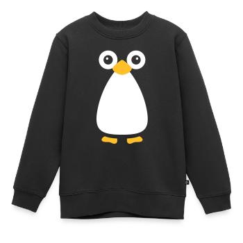 Vecteur mignon pingouin - Sweat Premium enfant bio - noir - Devant - AI Model Kid Female (0cm)