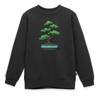 Bonsai in blauem Gericht von RandomShern - Kinder Premium Organic Sweatshirt - Schwarz - Vorne - AI Model Kid Female (0cm)