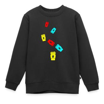 Symbole du café - Sweat Premium enfant bio - noir - Devant - AI Model Kid Female (0cm)