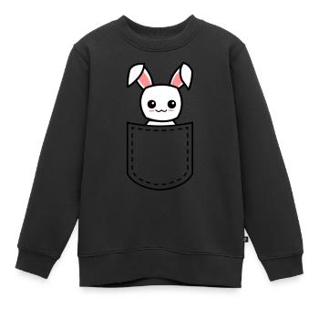lapin dans une poche - Sweat Premium enfant bio - noir - Devant - AI Model Kid Female (0cm)